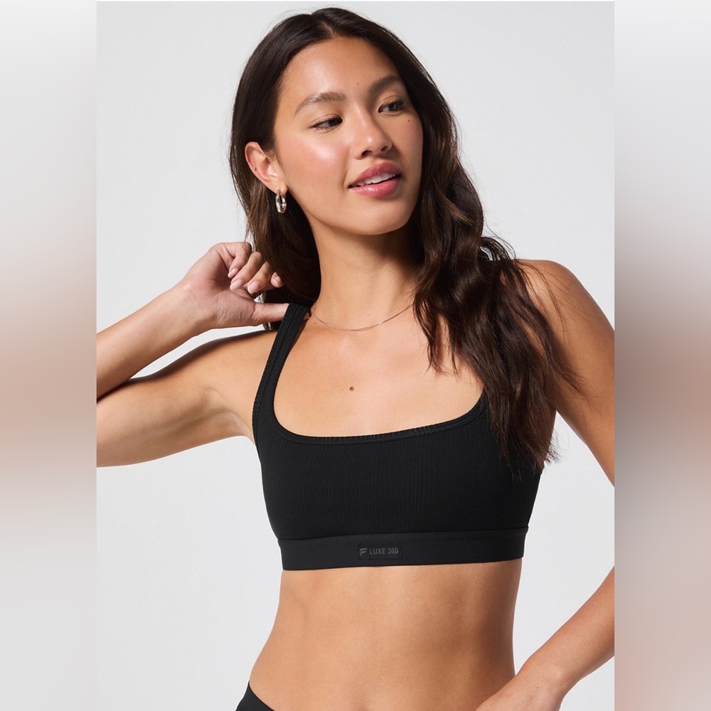 Fabletics Luxe360 Rib Bralette Black Sports Bra $50 NEW S